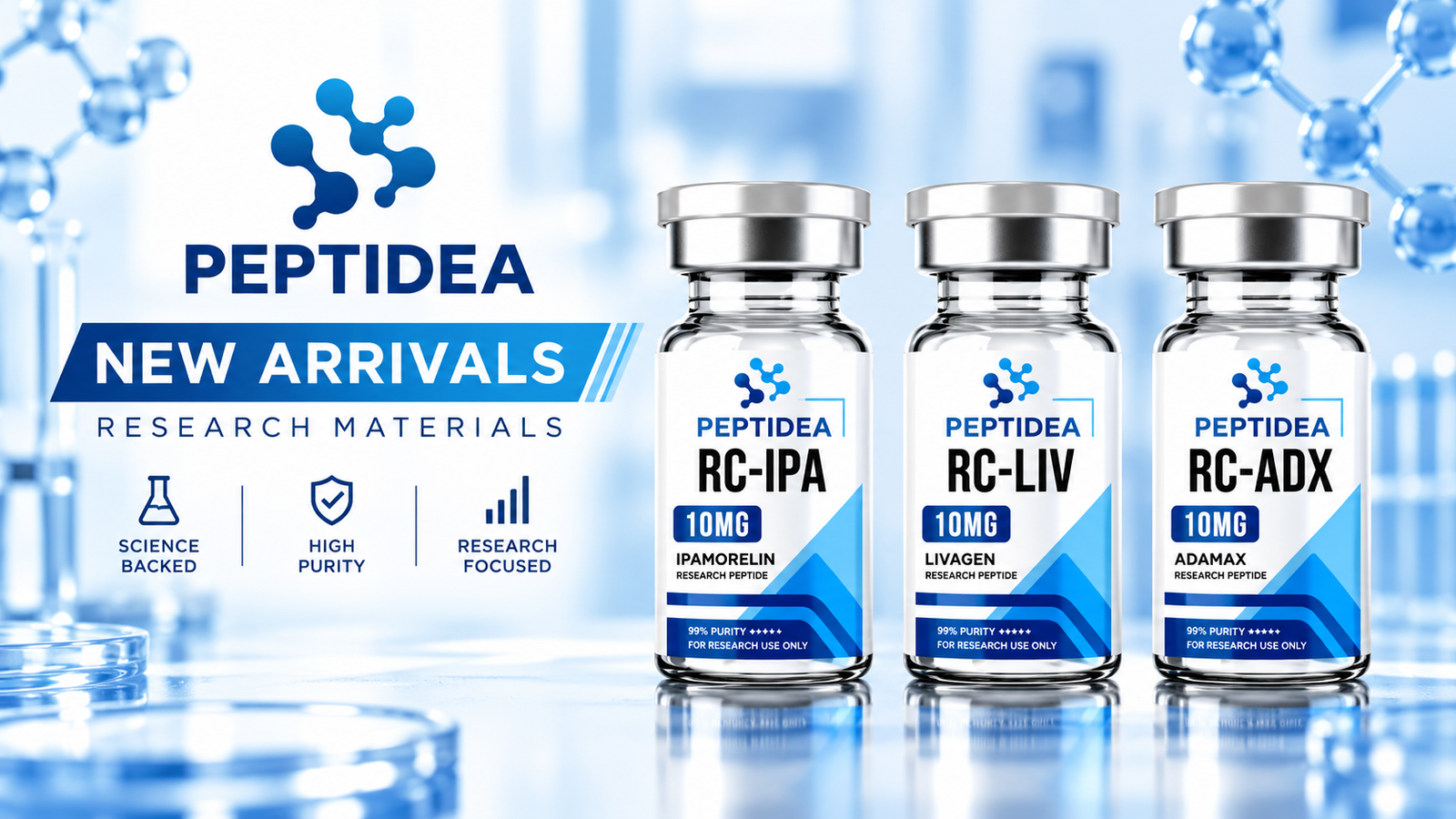New Peptidea research materials RC-IPA RC-LIV and RC-ADX