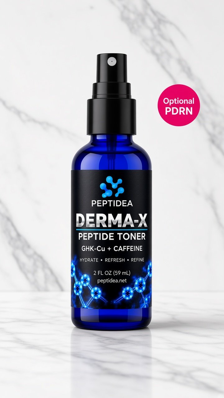 DERMA-X Peptide Toner — cobalt Coming Soon still (optional PDRN finish)